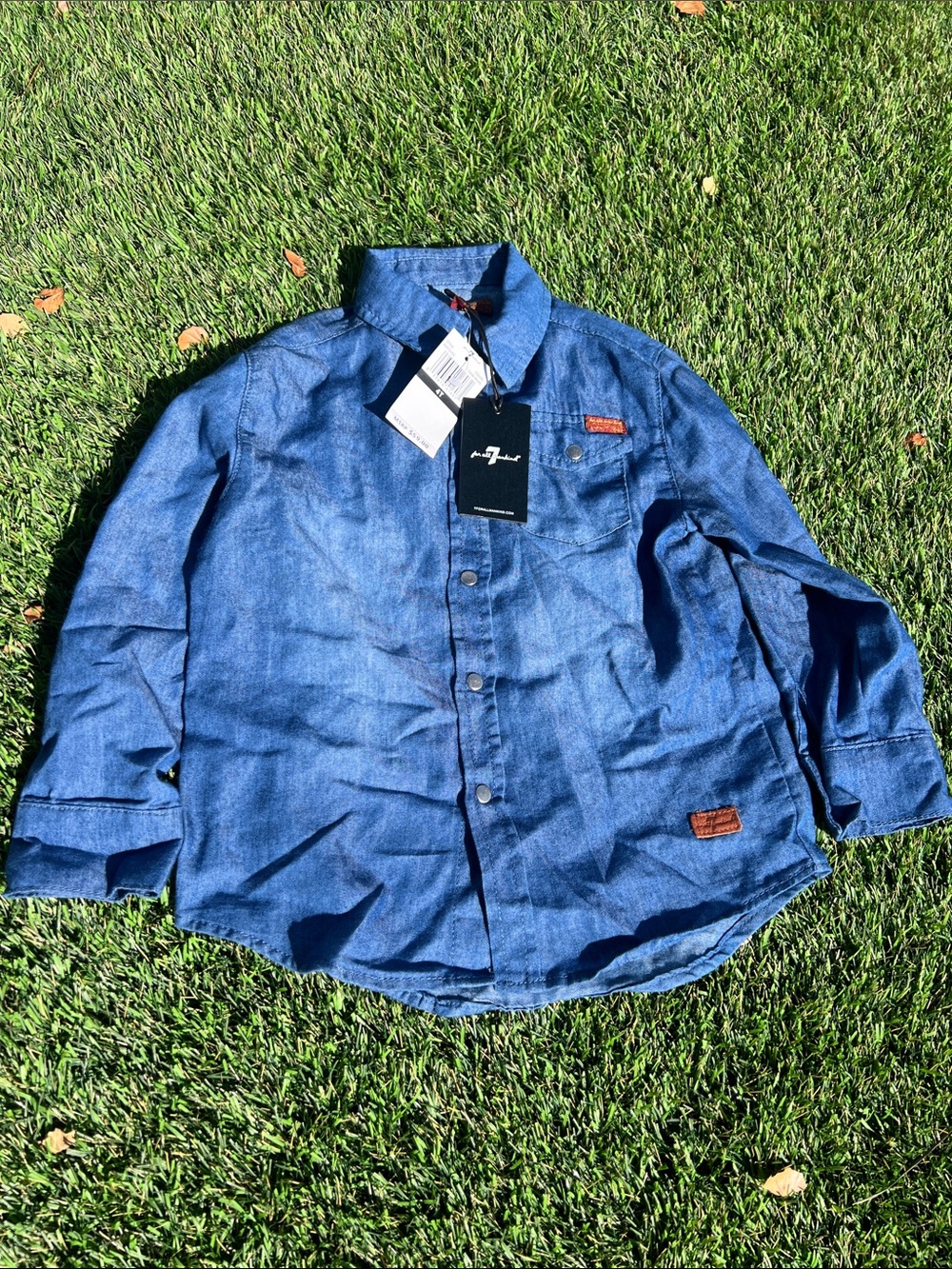 7 For All Mankind Indigo Denim Button-Down Shirt size 4T